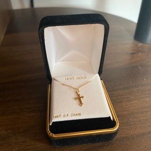 14 KT gold small crucifix necklace